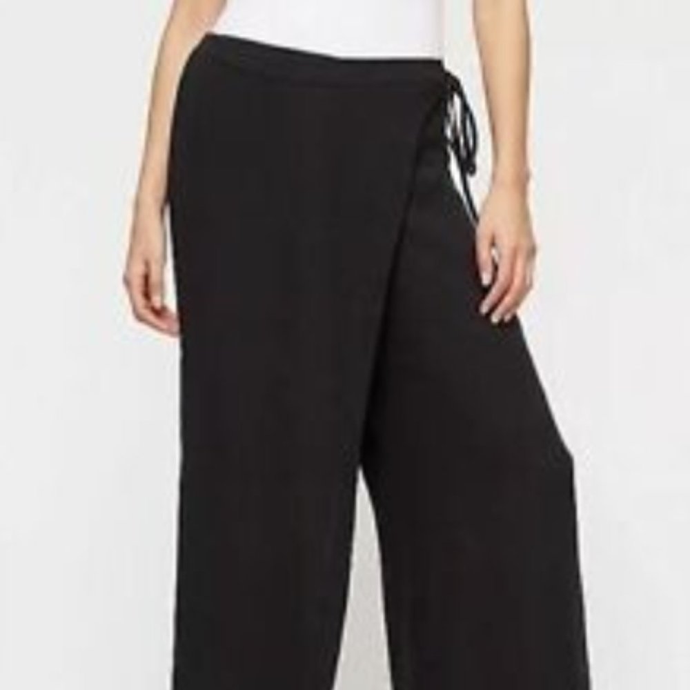 Eileen Fisher Silk Crepe Cropped Wrap Pant